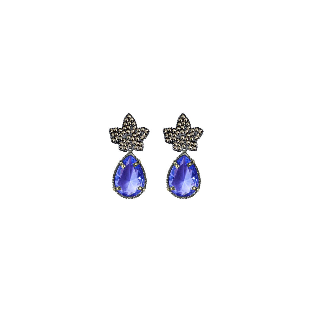 COMBO Hoja Pav Drop clásico chico morado y azul y Drop hatty rosa (LIMITED) Arete + Drop de Joyería Regina Castillo