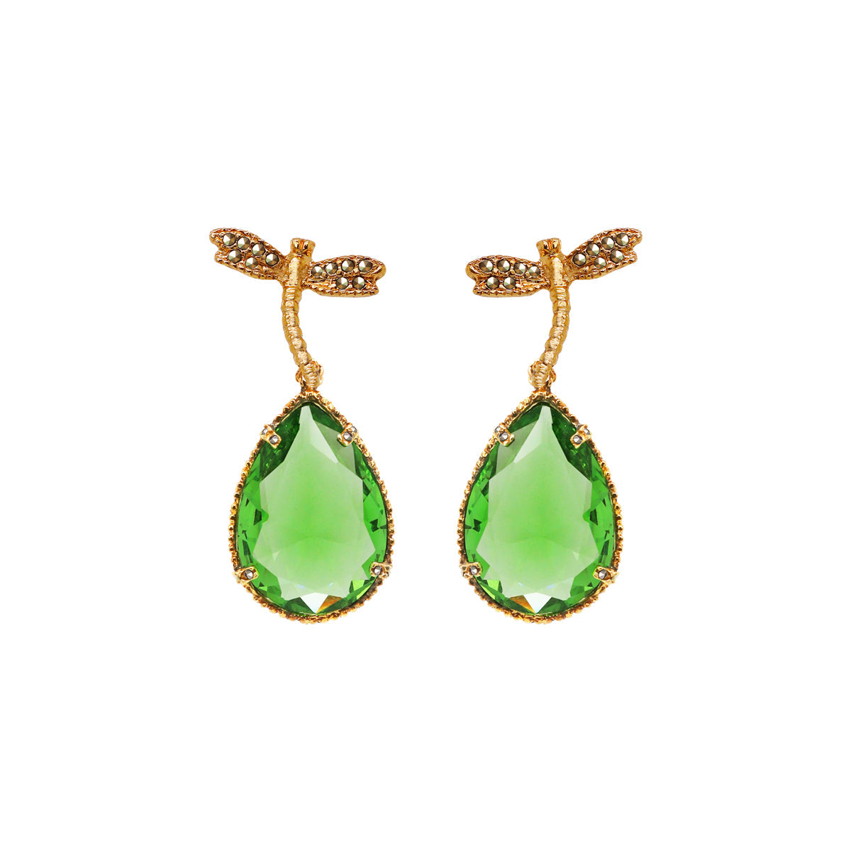 COMBO Arete Libélula Con Drop Granate, Azul y Verde Limón (LIMITED) Arete + Drop de Joyería Regina Castillo