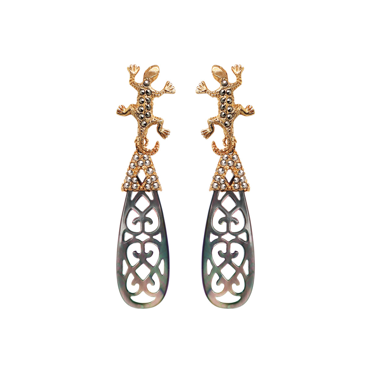 COMBO Arete Salamandre Con Drop Duomo Gold, Fut Gold y Quartz (LIMITED) Arete + Drop de Joyería Regina Castillo