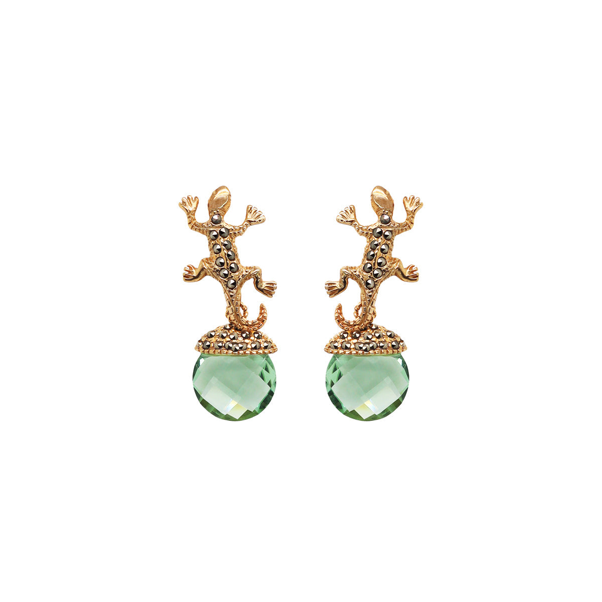 COMBO Arete Salamandre Con Drop Duomo Gold, Fut Gold y Quartz (LIMITED) Arete + Drop de Joyería Regina Castillo