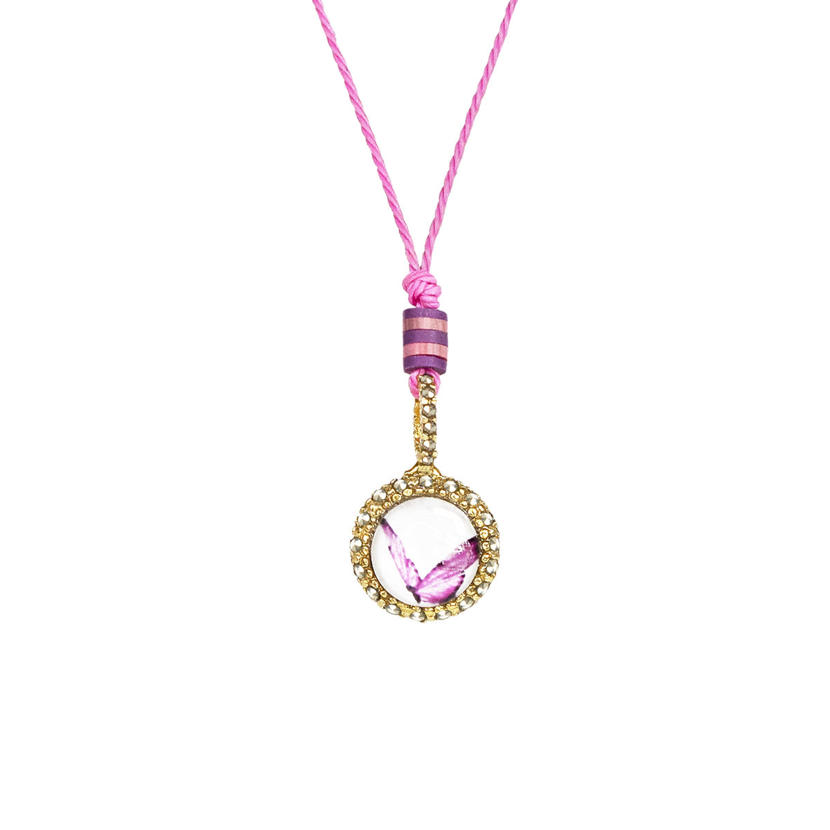 Collar Hilo Rosa y Dije Mariposa Collares de Joyería Regina Castillo