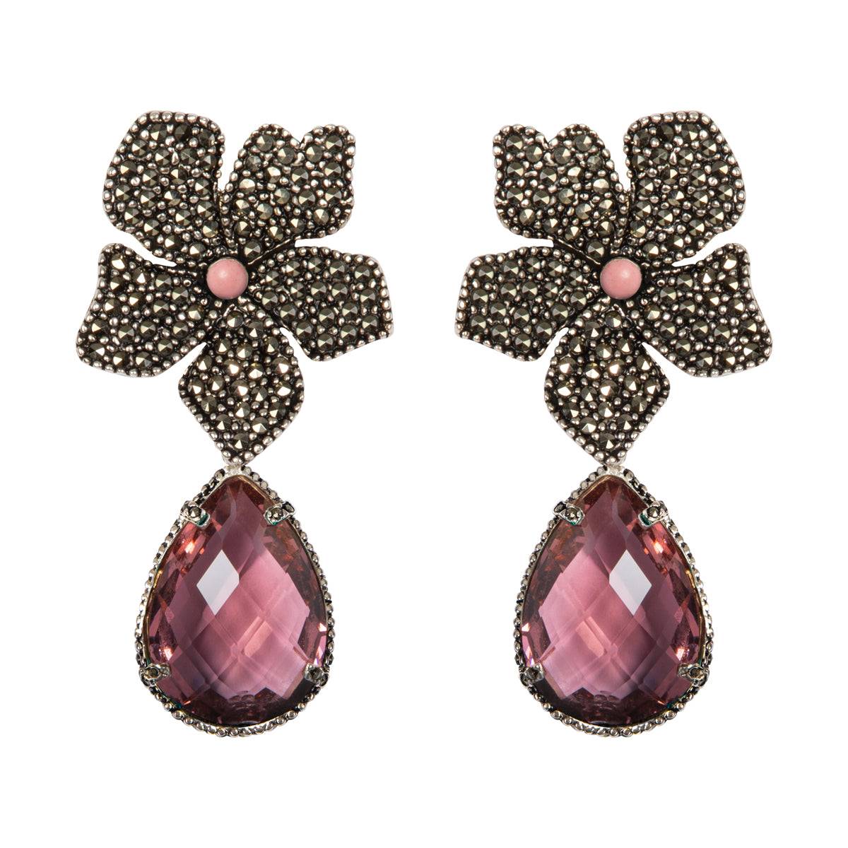 Arete Flor Catha Clasic con Drop Clásico I Arete + Drop de Joyería Regina Castillo