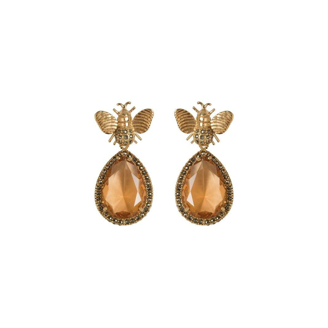 Arete Abeja I + Drop Clásico de plata desmontables Arete + Drop de Joyería Regina Castillo