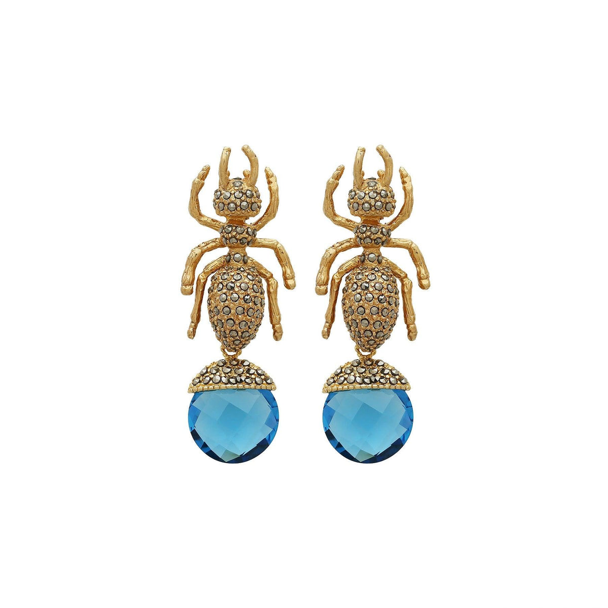 Arete Hormiga + Drop Fut I azul (desmontables) Arete + Drop de Joyería Regina Castillo