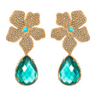 Arete Flor Catha con Drop Lumiere I Gold Arete + Drop de Joyería Regina Castillo