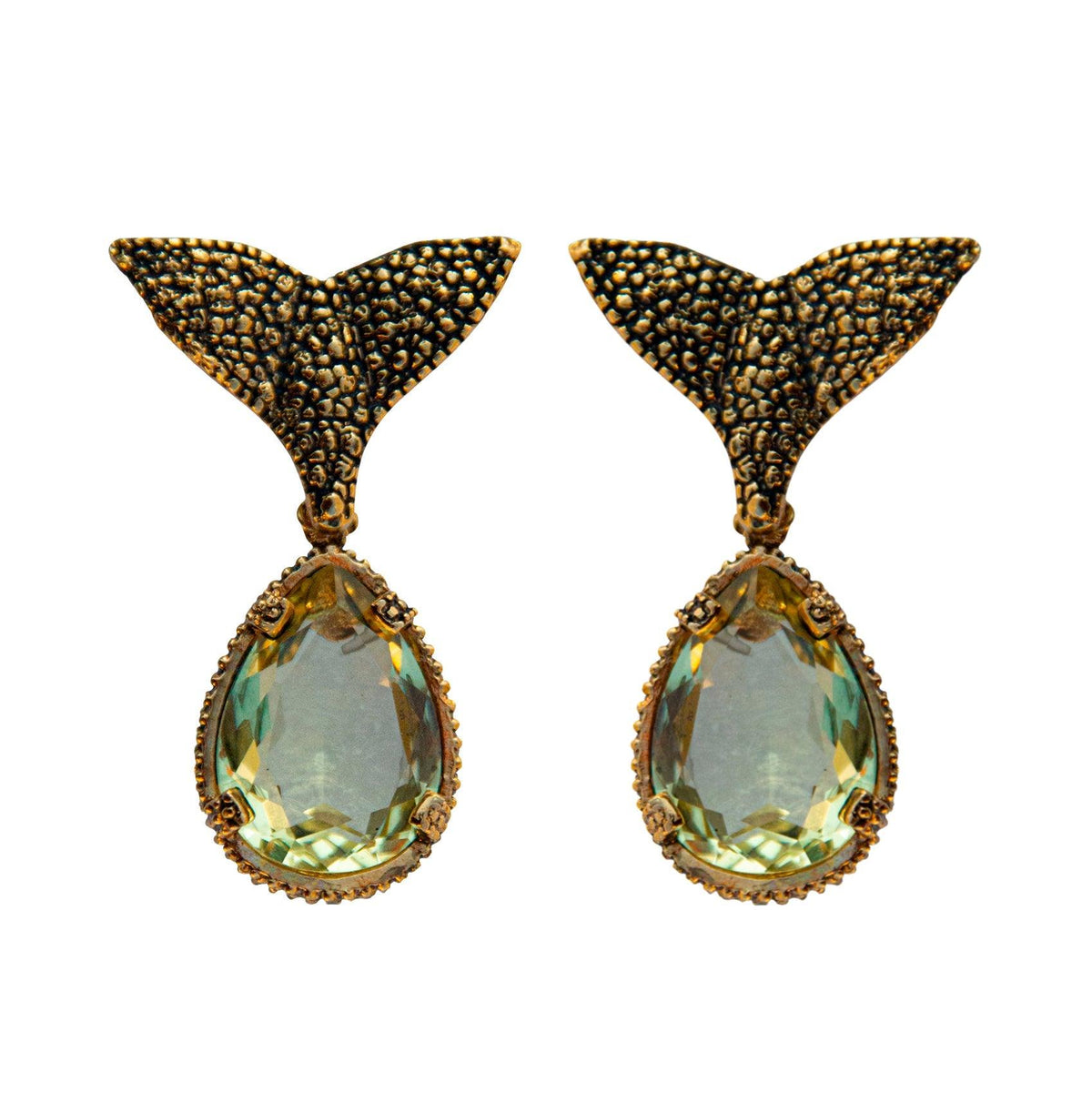 Arete bugs cola de ballena azul claro Arete + Drop de Joyería Regina Castillo
