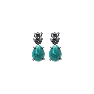 COMBO ARETE RANA PAV + DROP CLÁSICO CH AMBAR, DROP CHRYS PAV, DROP BRIOLETTE PAV ROJO Arete + Drop de Joyería Regina Castillo