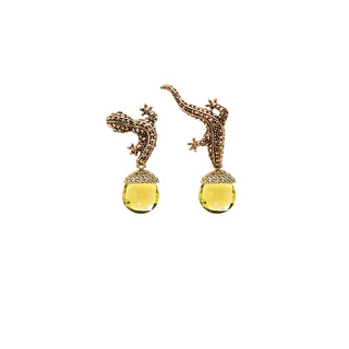 COMBO ARETE SALAMDRA GOLD + DROP TRAPEZ JADE AZUL, DROP FUT GOLD AMARILLO, DROP SQUARE GOLD ROSA Arete + Drop de Joyería Regina Castillo