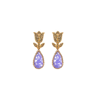 COMBO Tulip Gold con Drop Clásico Ámbar, Drop Calado chino y Drop Clásico rojo (LIMITED) Arete + Drop de Joyería Regina Castillo