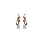 COMBO CHANGO CON DROP ABANICO, BAGUETTE. AGATA AZUL Y BRIOLETTE GOLD Arete + Drop de Joyería Regina Castillo