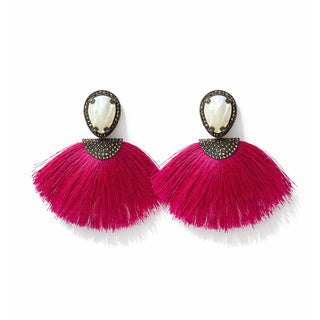ARETES MOP ABANICO ROSA