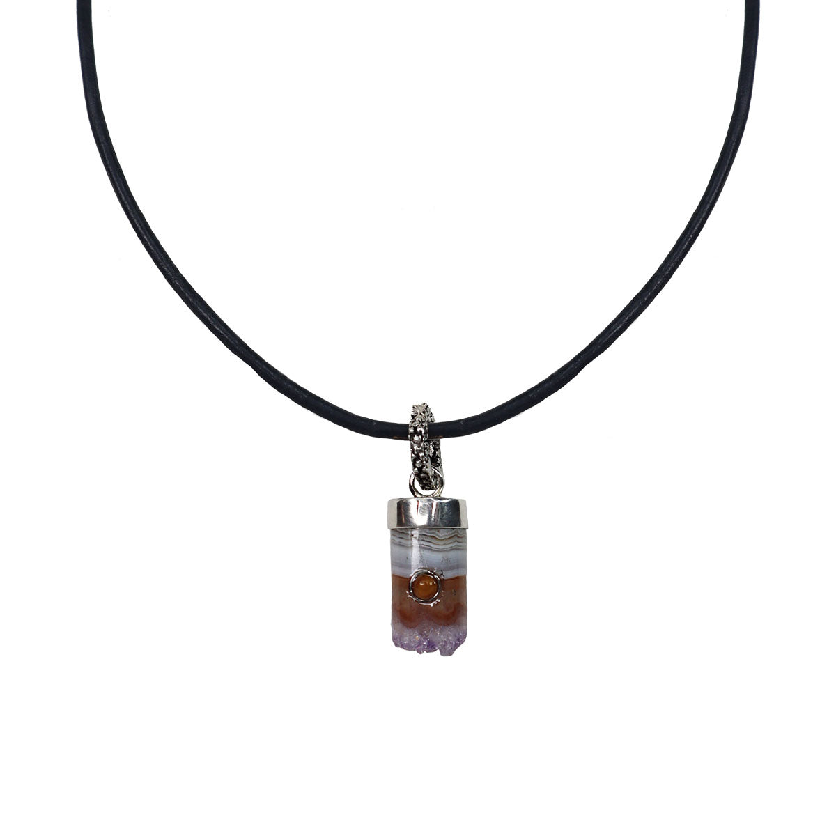 COLLAR CUERO + DIJE CRISTAL Collares de Joyería Regina Castillo