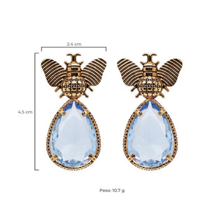 Arete bugs abeja azul bebé Aretes con Drop (No desmontable) de Joyería Regina Castillo