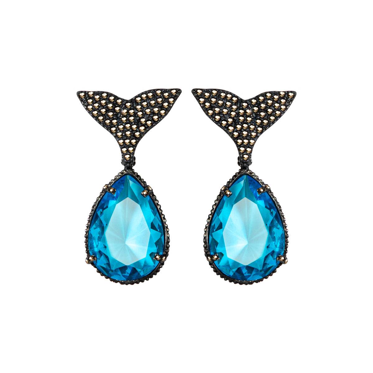 Arete ballena + Drop clásico I Azul Pursia Arete + Drop de Joyería Regina Castillo