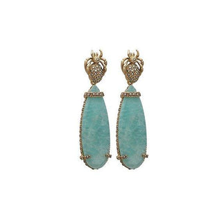 Arete Araña Carlota de plata desmontable + Drop brid amazonita de plata desmontable Arete + Drop de Joyería Regina Castillo