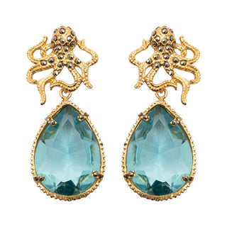 Arete Pulpo + Drop Clásico I Arete + Drop de Joyería Regina Castillo