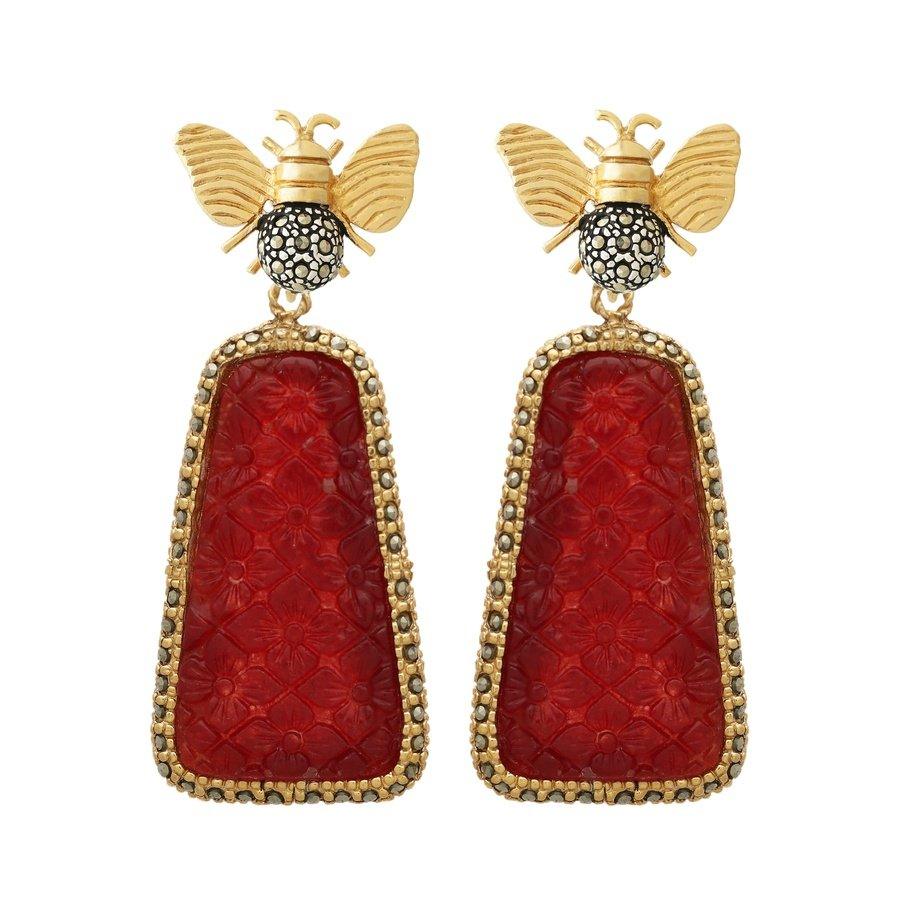 Arete abeja I + Drop Trapez Jade desmontables Arete + Drop de Joyería Regina Castillo