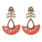 Arete bugs esqueleto pez largo Aretes con Drop (No desmontable) de Joyería Regina Castillo