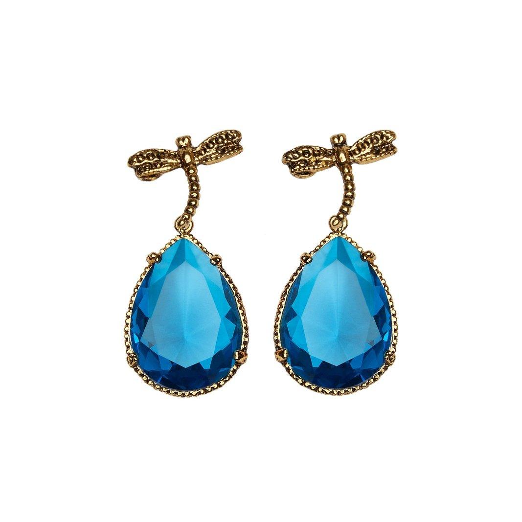 Arete bugs libélula azul Aretes con Drop (No desmontable) de Joyería Regina Castillo