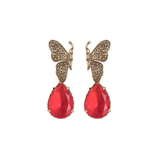 Arete bugs mariposa rojo Aretes con Drop (No desmontable) de Joyería Regina Castillo