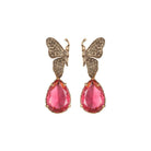 Arete bugs mariposa rosa Aretes con Drop (No desmontable) de Joyería Regina Castillo