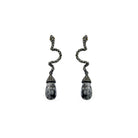 Arete cobra de plata desmontable + Drop calabazo obsidiana Arete + Drop de Joyería Regina Castillo
