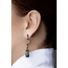Arete cobra de plata desmontable + Drop calabazo obsidiana Arete + Drop de Joyería Regina Castillo