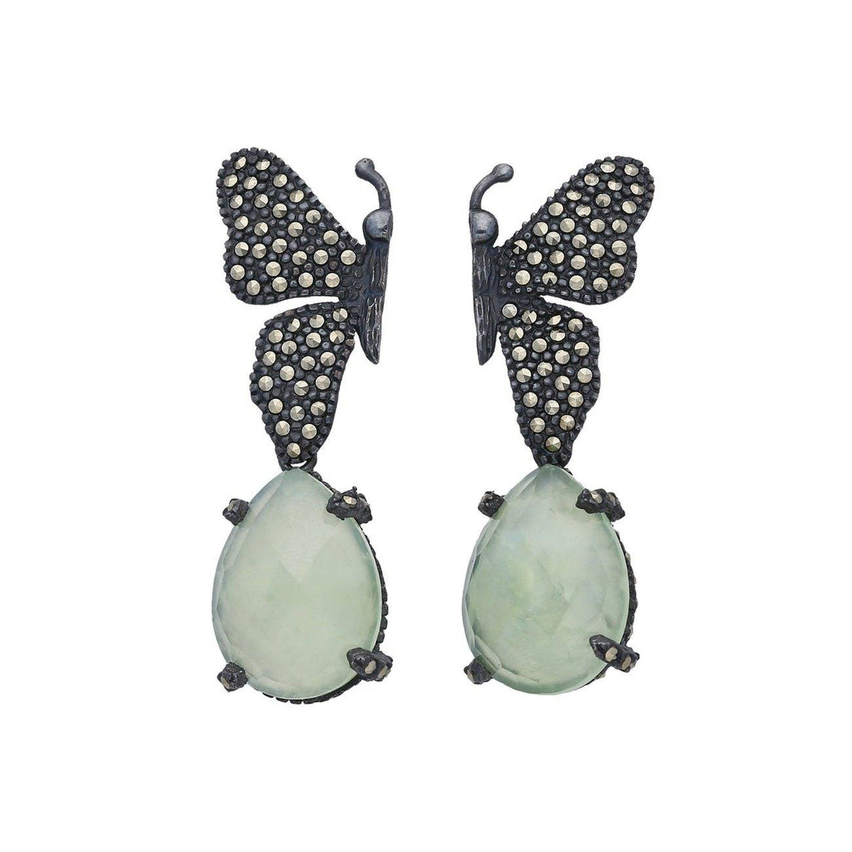 Arete mariposa Katie + Drop preinita de plata desmontable Arete + Drop de Joyería Regina Castillo